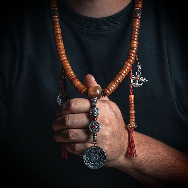 Bracelet Mala tibétain en os de yak, 108 perles