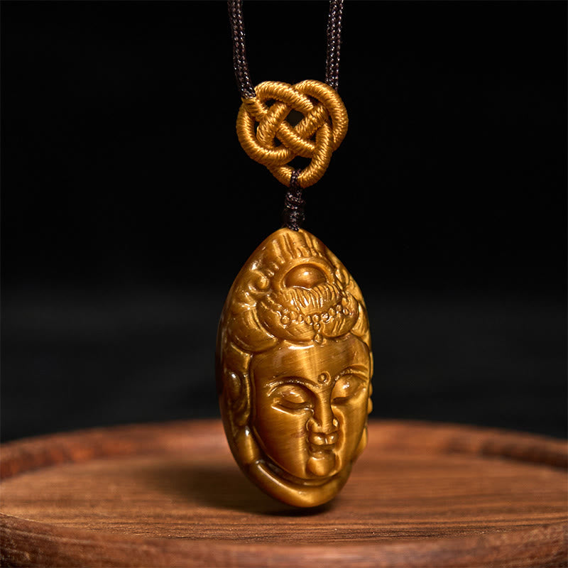 Collier de force Avalokitesvara œil de tigre, perles de 6 mm
