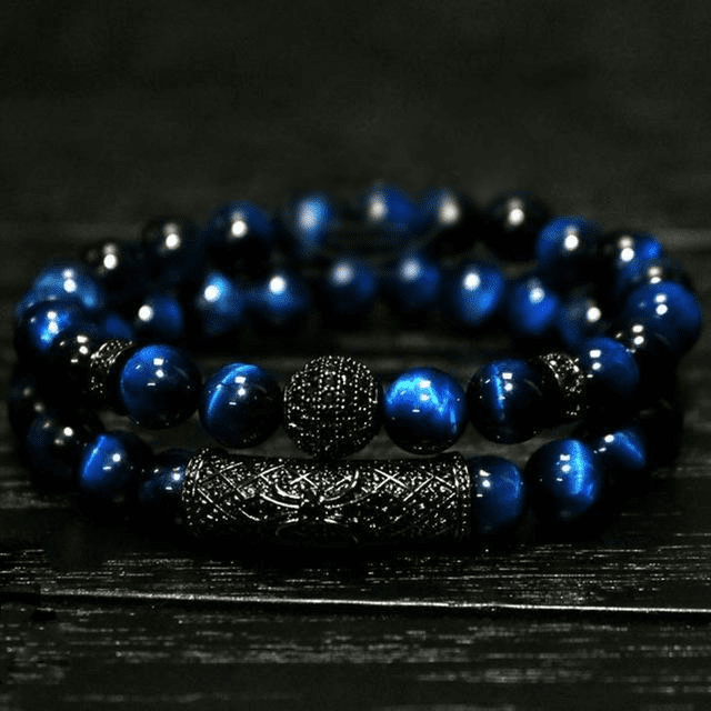 Bracelets en perles d'œil de tigre et d'agate noire
