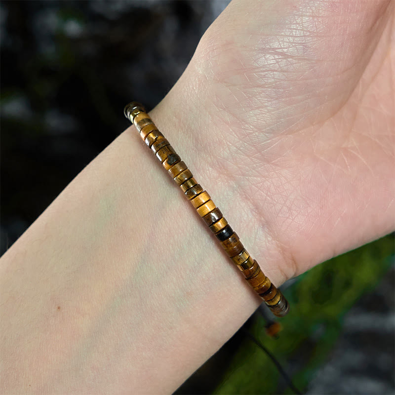 Bracelet Courage en œil de tigre avec perles d'espacement de 4 x 2 mm