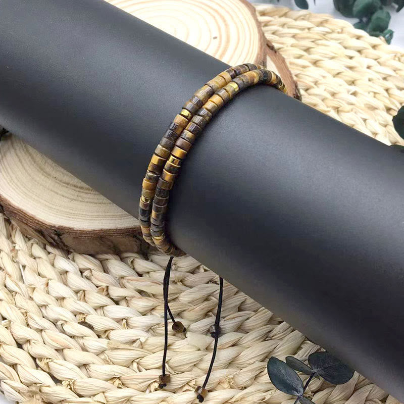 Bracelet Courage en œil de tigre avec perles d'espacement de 4 x 2 mm