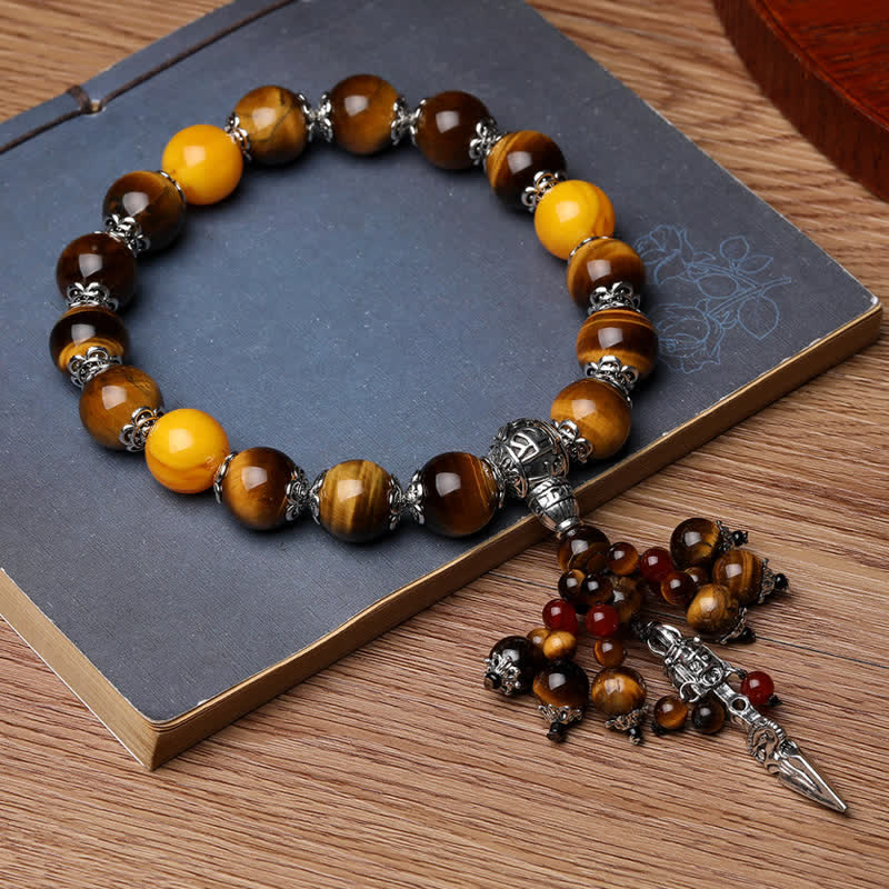 Bracelet de guérison puissant en agate veine de dragon œil de tigre