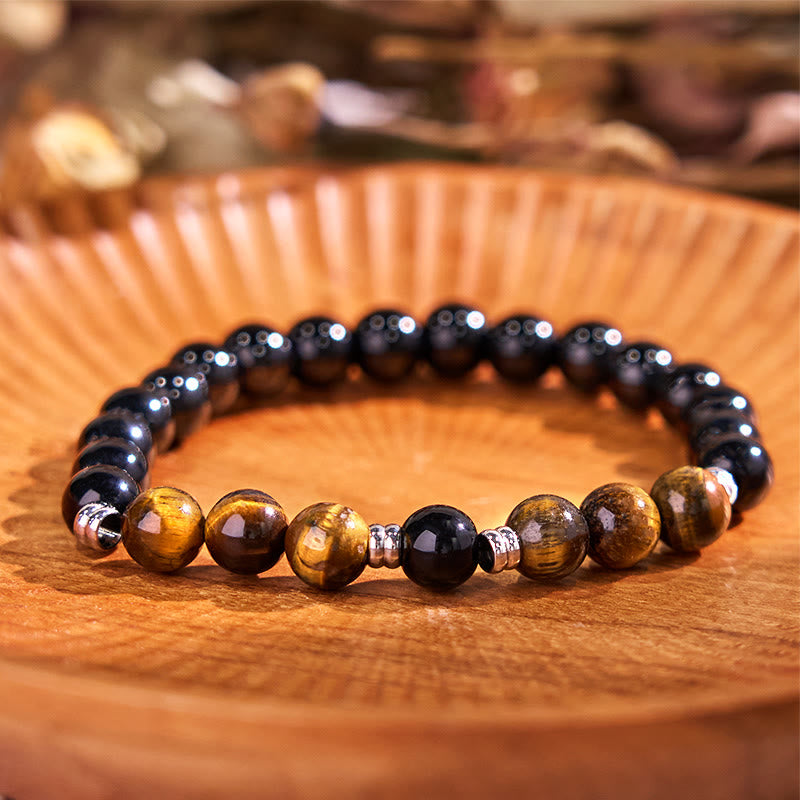 Ensemble de bracelets de protection œil de tigre et hématite 8 mm