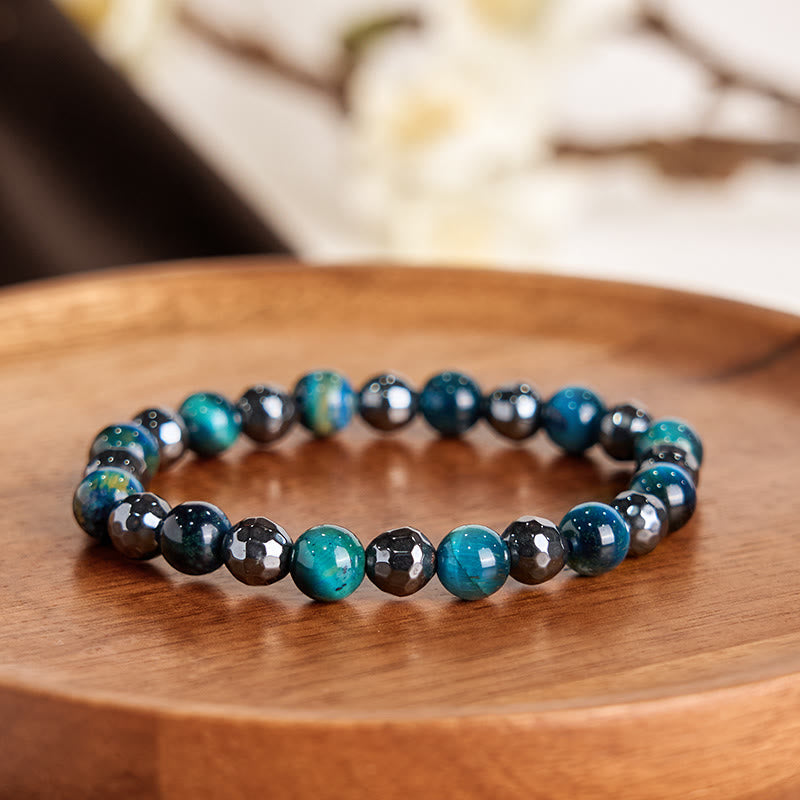 Ensemble de bracelets de protection œil de tigre et hématite 8 mm