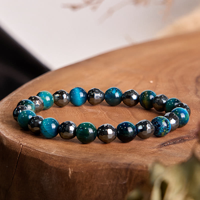 Ensemble de bracelets de protection œil de tigre et hématite 8 mm