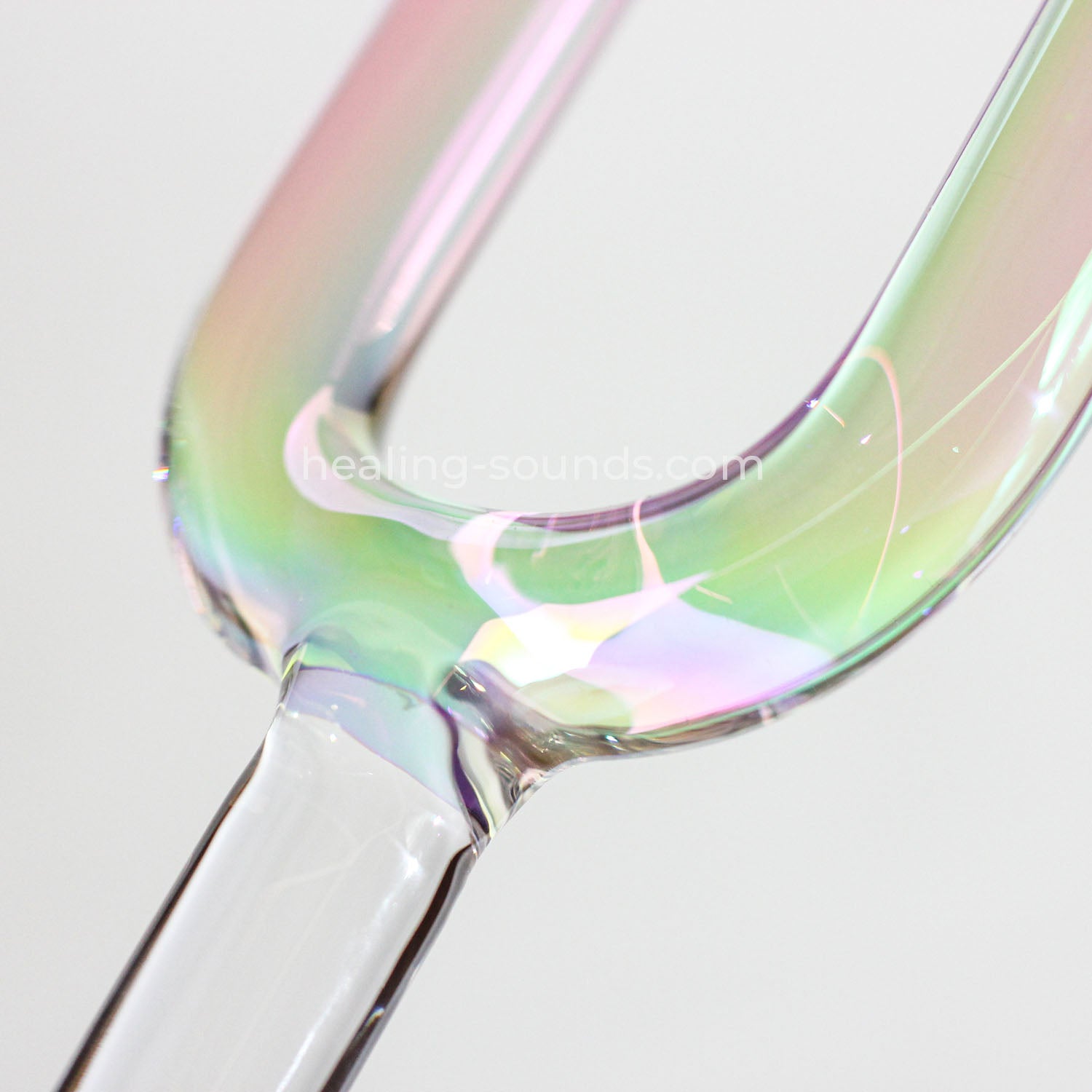 Diapason en cristal de quartz arc-en-ciel transparent 432 Hz