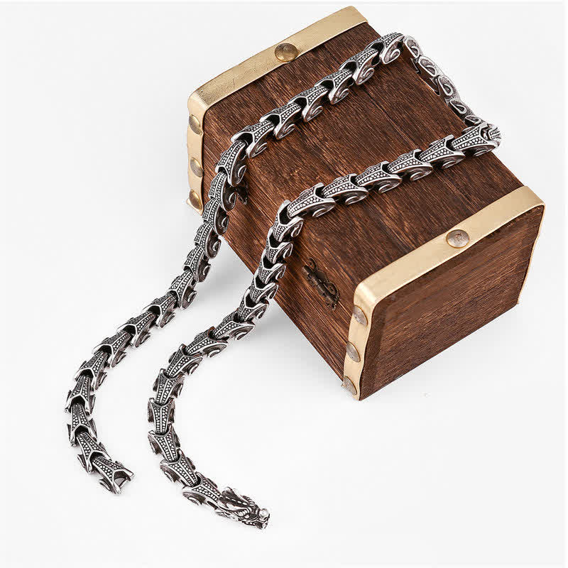 Collier pendentif dragon en acier titane