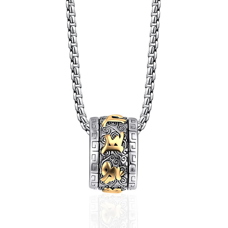 Collier Om Mani Padme Hum en acier titane pour la paix et la méditation