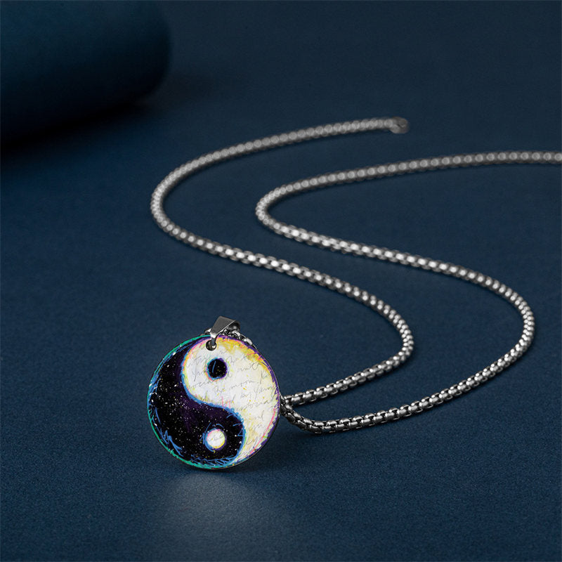Collier d'harmonie poisson koï Yin Yang en acier titane
