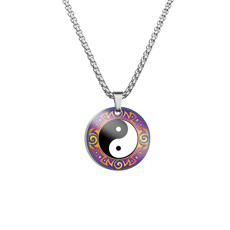 Collier d'harmonie poisson koï Yin Yang en acier titane