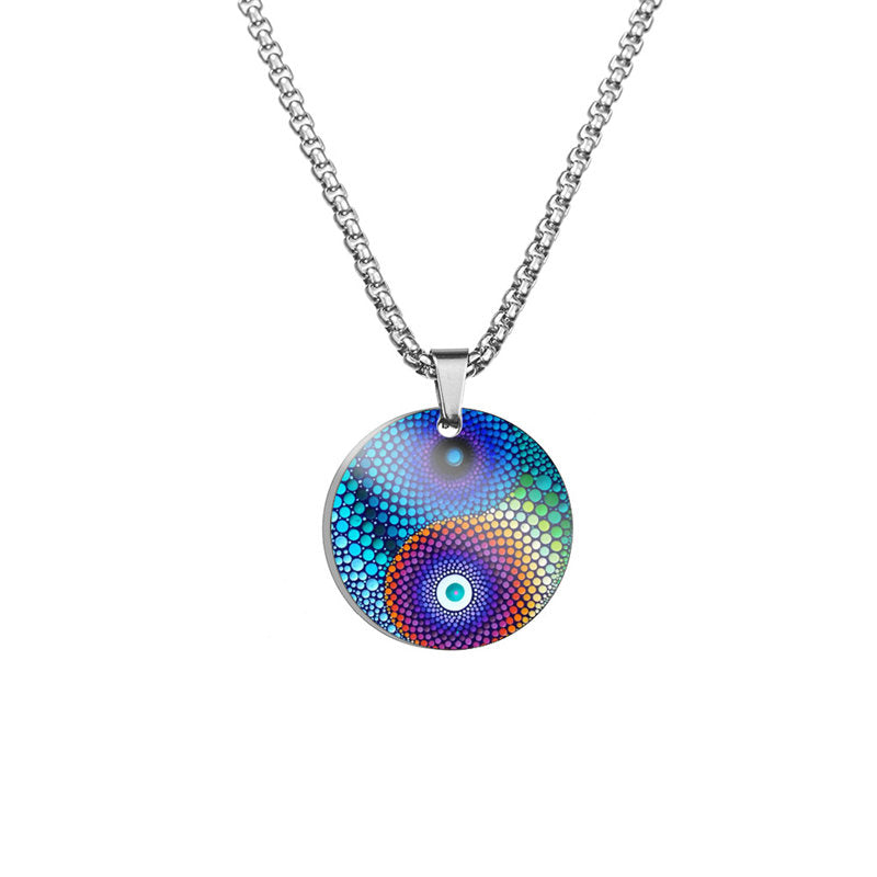 Collier d'harmonie poisson koï Yin Yang en acier titane