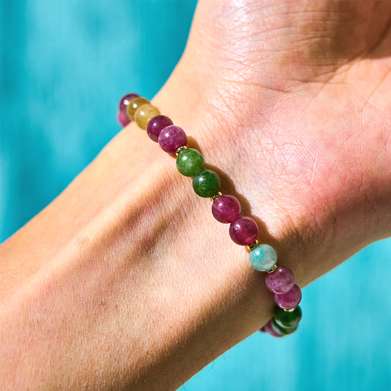 Bracelet Chat Porte-Bonheur Tourmaline Positif 14-16cm Unisexe