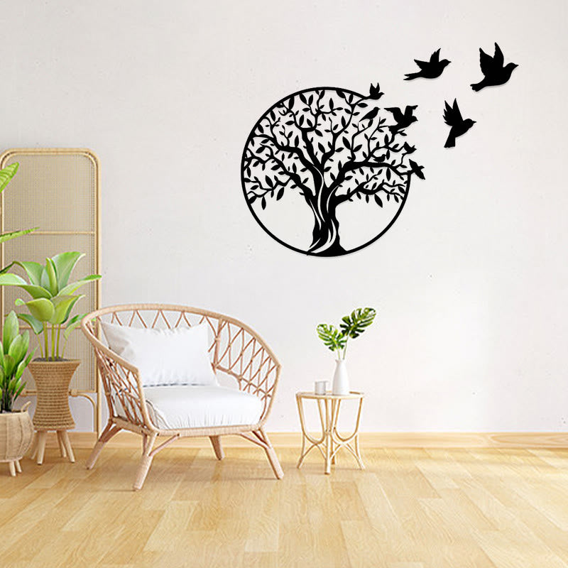 Décoration murale en métal « Arbre de vie » avec oiseaux | Décoration mandala Unity