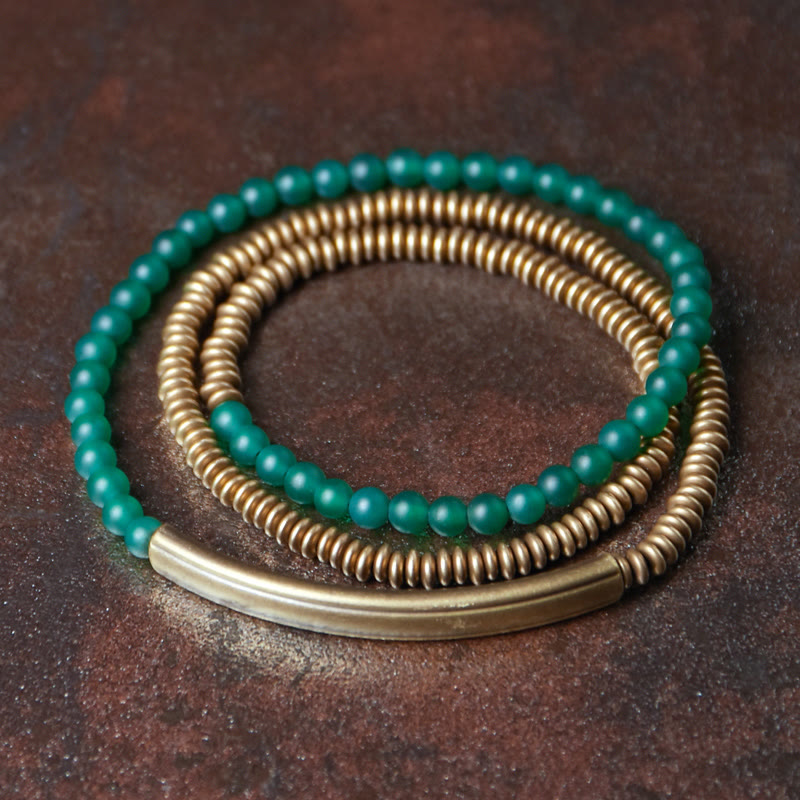 Bracelet de protection en cuivre à triple tour en pierre d'agate