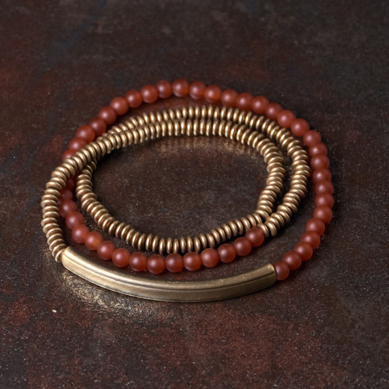 Bracelet de protection en cuivre à triple tour en pierre d'agate