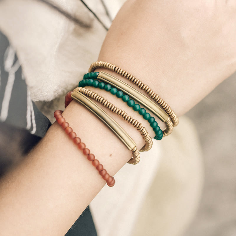 Bracelet de protection en cuivre à triple tour en pierre d'agate