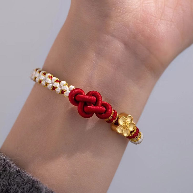 Bracelet en fil rouge avec nœud d'amour véritable pour la protection et la chance