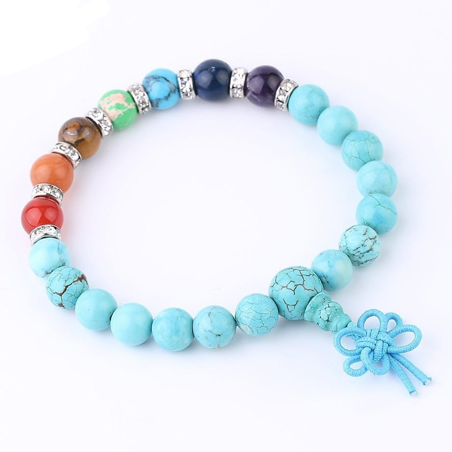 Bracelet de guérison des chakras en turquoise pour l'équilibre