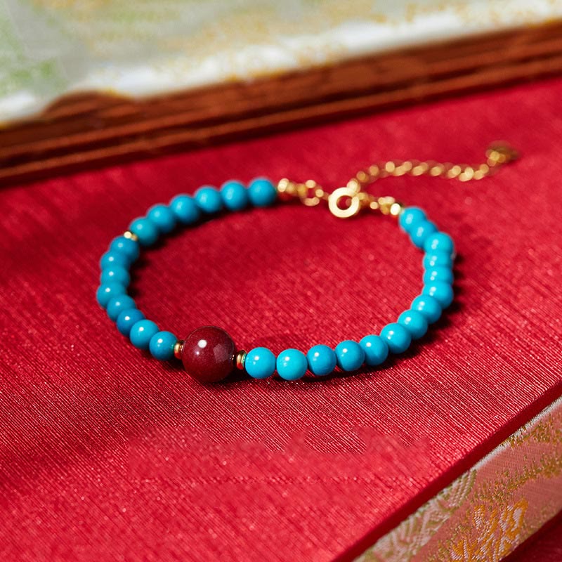 Bracelet de guérison en turquoise et cinabre pour femme