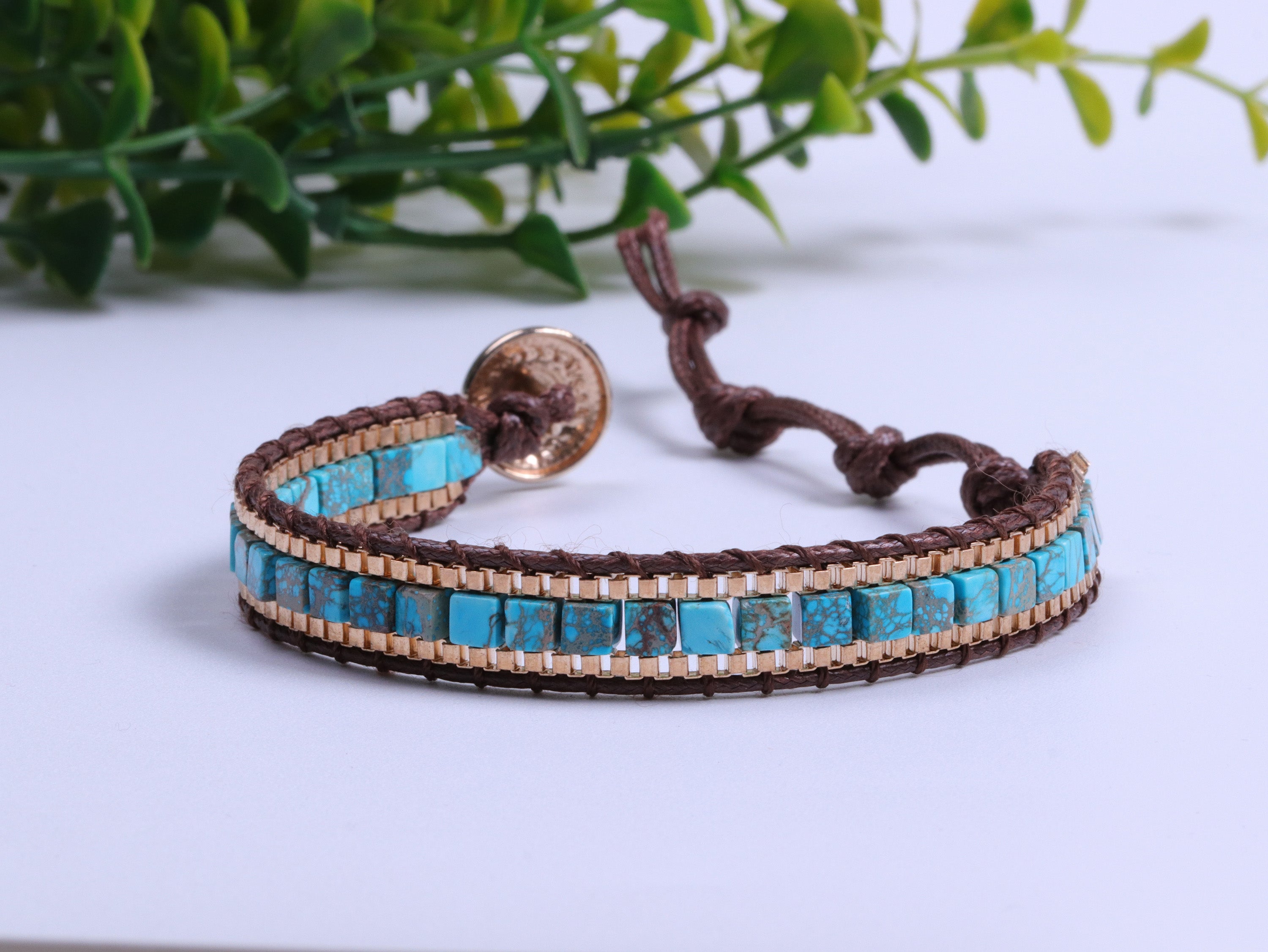 Bracelet de guérison en turquoise pour la force et la protection