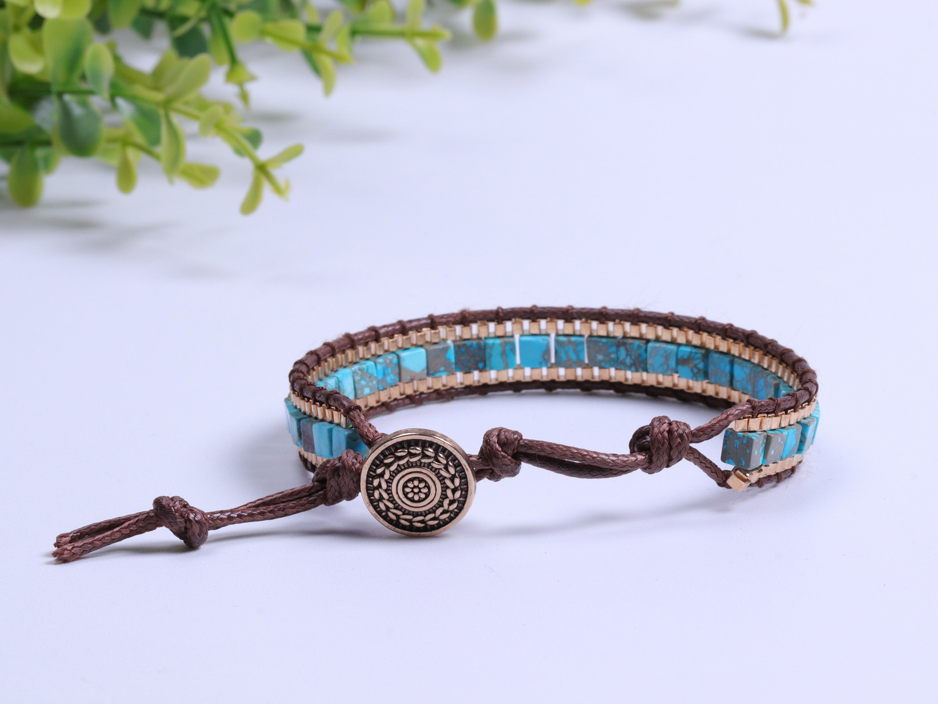 Bracelet de guérison en turquoise pour la force et la protection