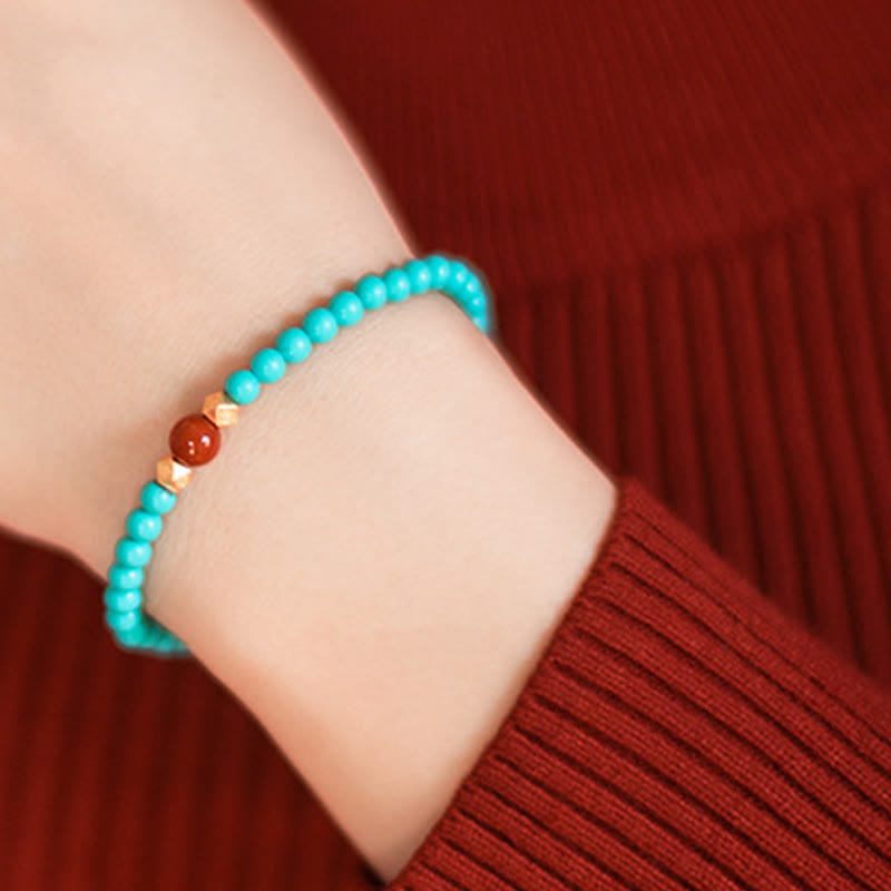 Bracelet de protection en perles d'agate rouge turquoise 4 mm