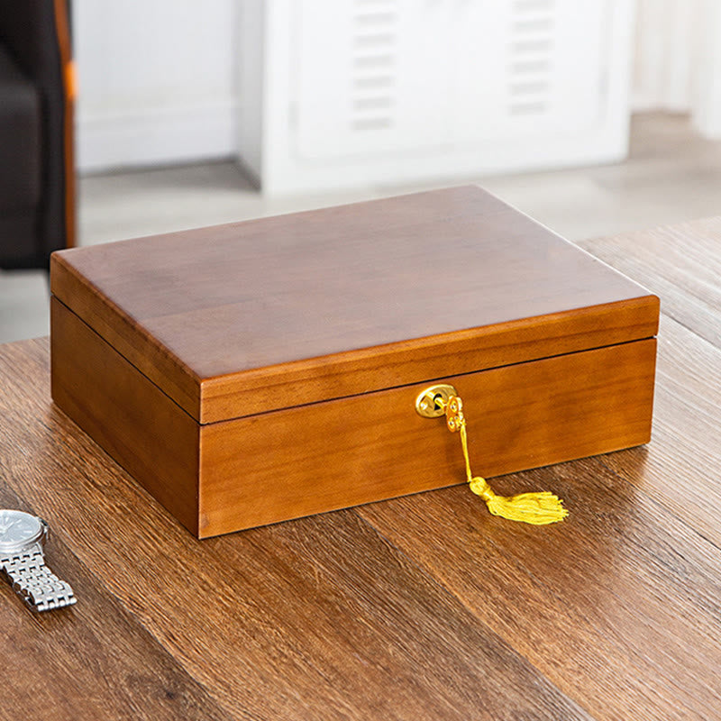 Coffret à bijoux en bois massif à deux niveaux | Rangement spirituel vintage