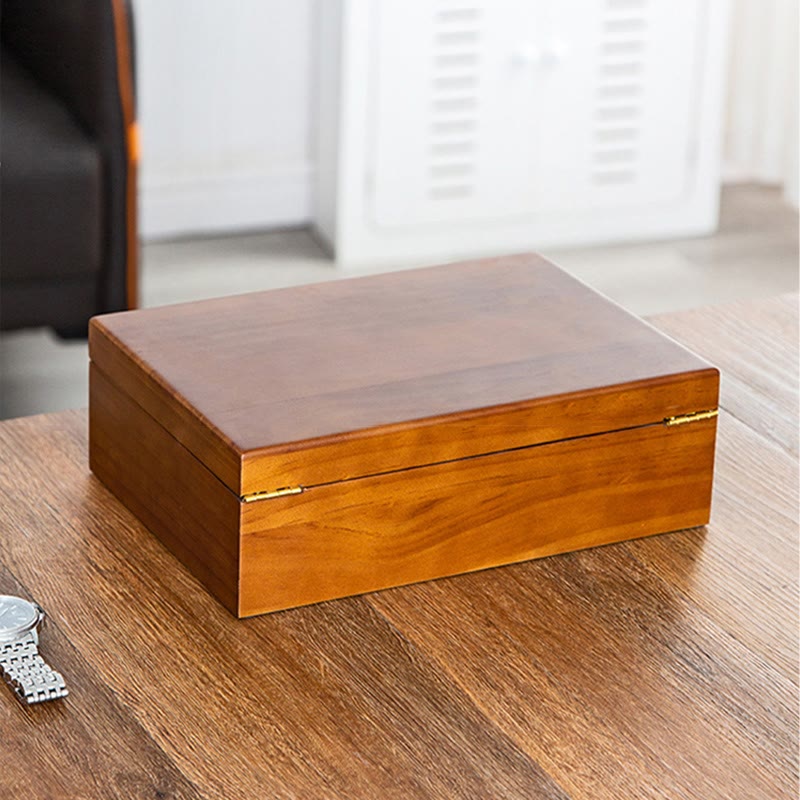 Coffret à bijoux en bois massif à deux niveaux | Rangement spirituel vintage