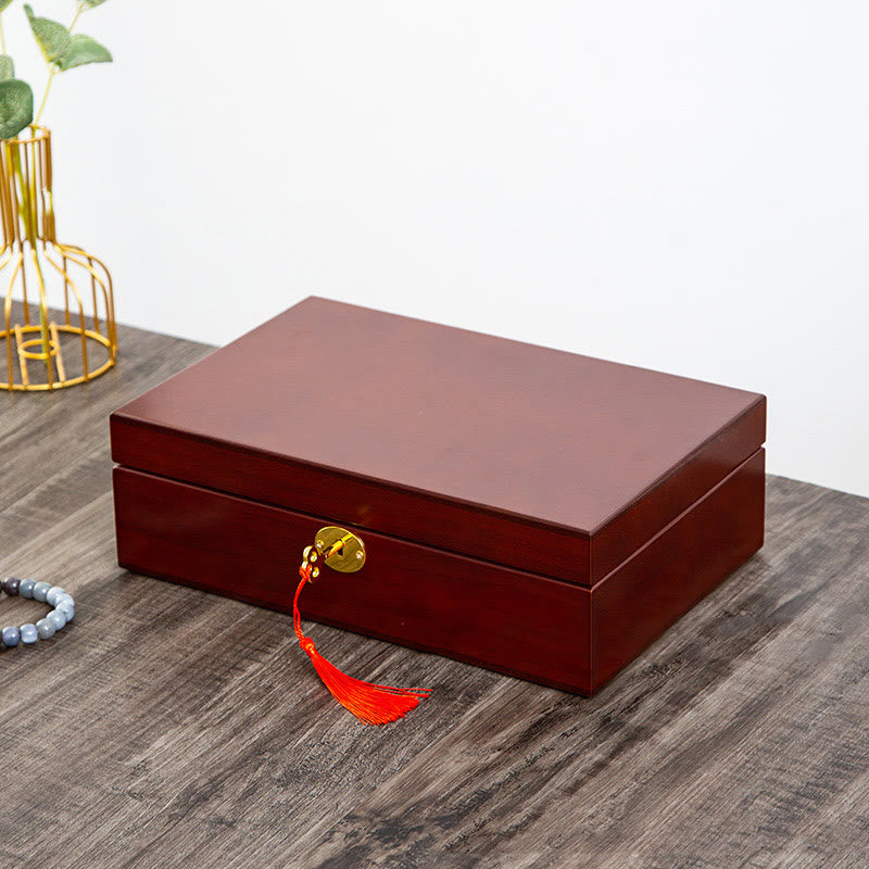 Coffret à bijoux en bois massif à deux niveaux | Rangement spirituel vintage