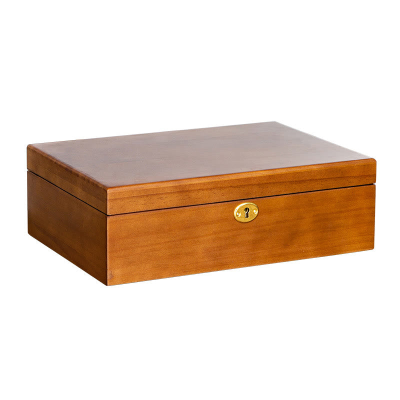 Coffret à bijoux en bois massif à deux niveaux | Rangement spirituel vintage