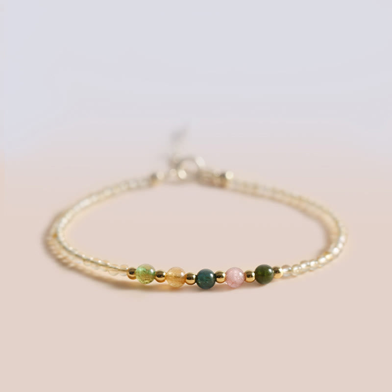 Bracelet de prospérité ultra-fin en citrine et tourmaline