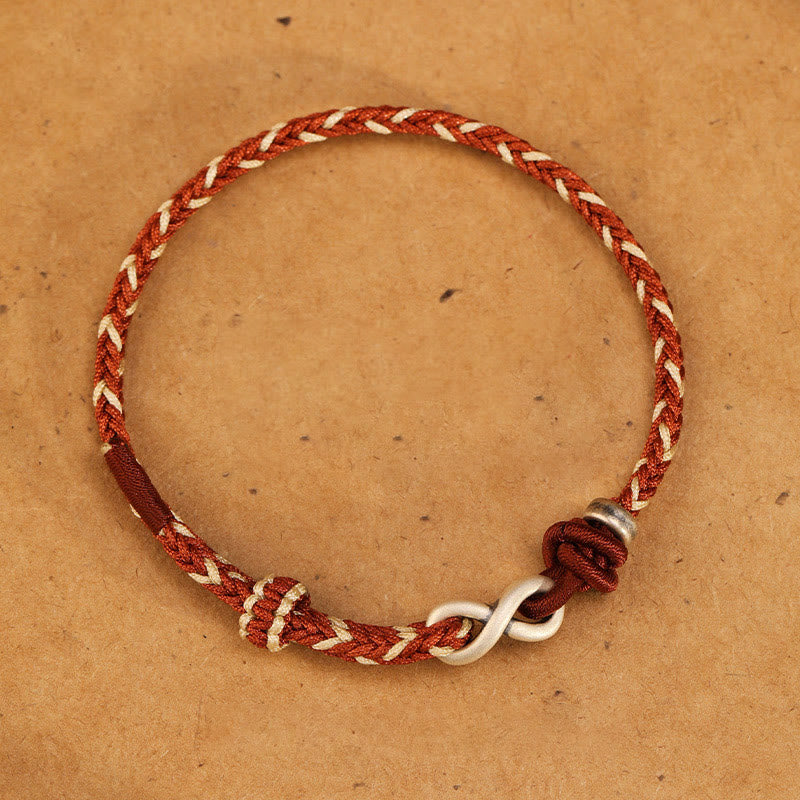 Bracelet unisexe en fil rouge de 14 à 18 cm avec nœud infini en argent sterling