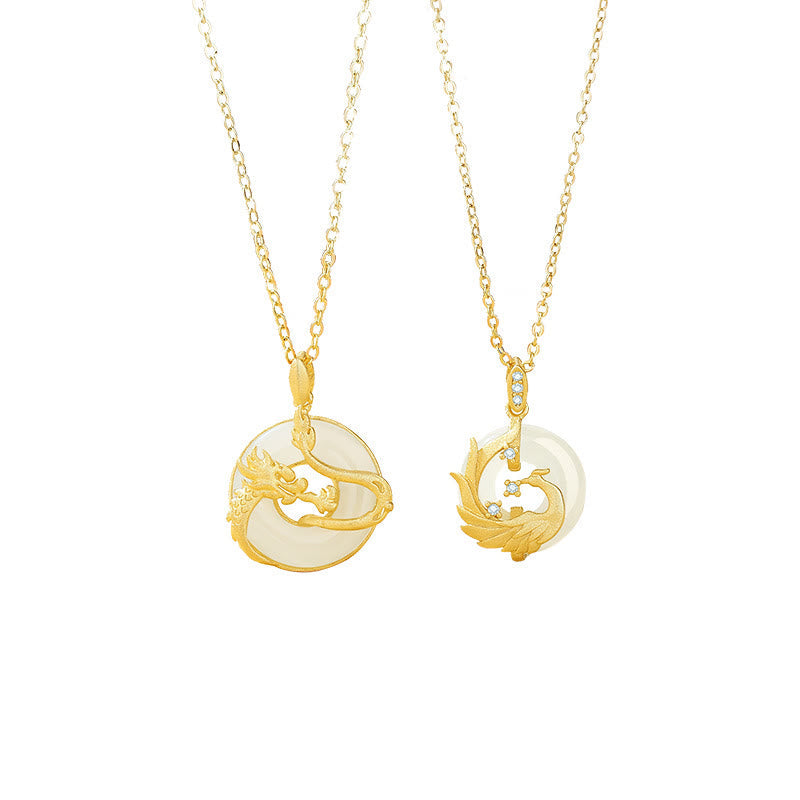 Collier unisexe en argent sterling 925 et jade Hetian, année du dragon