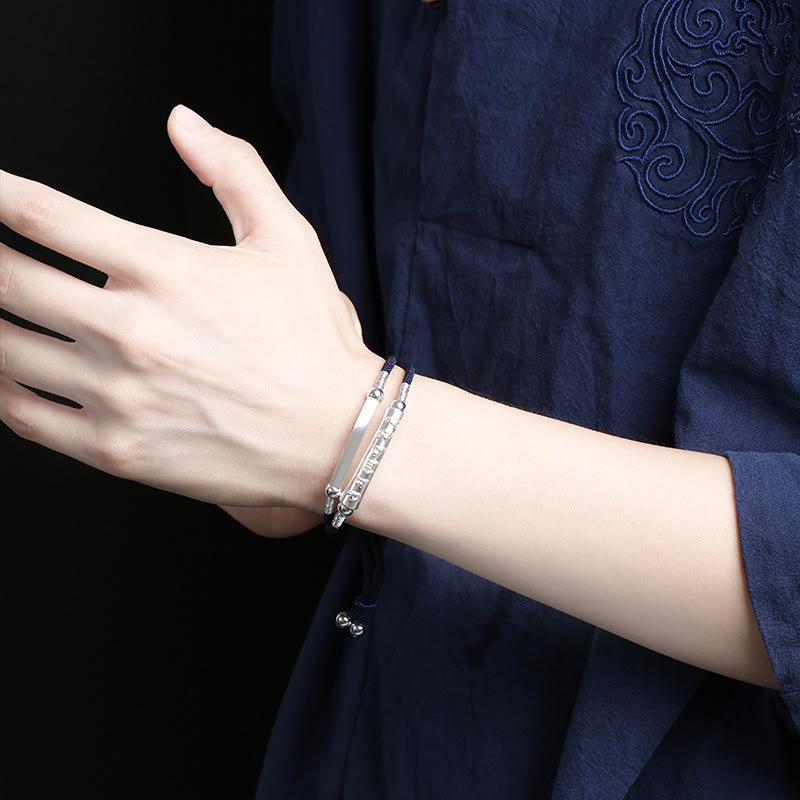 Bracelet unisexe en argent sterling 999 Om Mani Padme Hum Peace