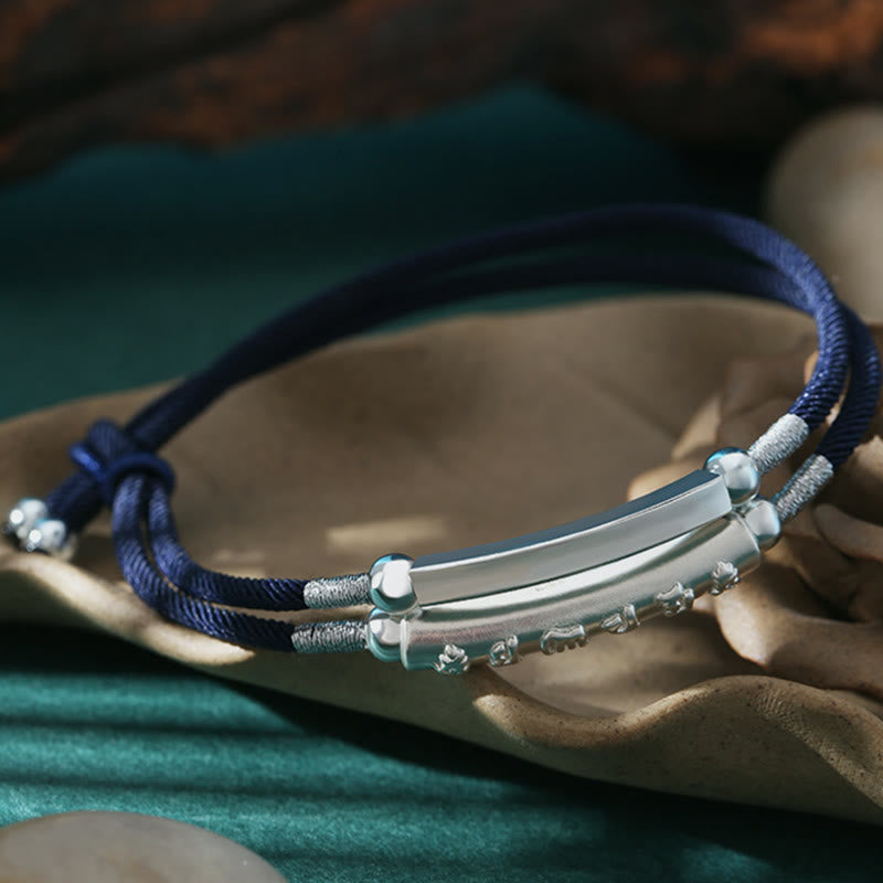 Bracelet unisexe en argent sterling 999 Om Mani Padme Hum Peace