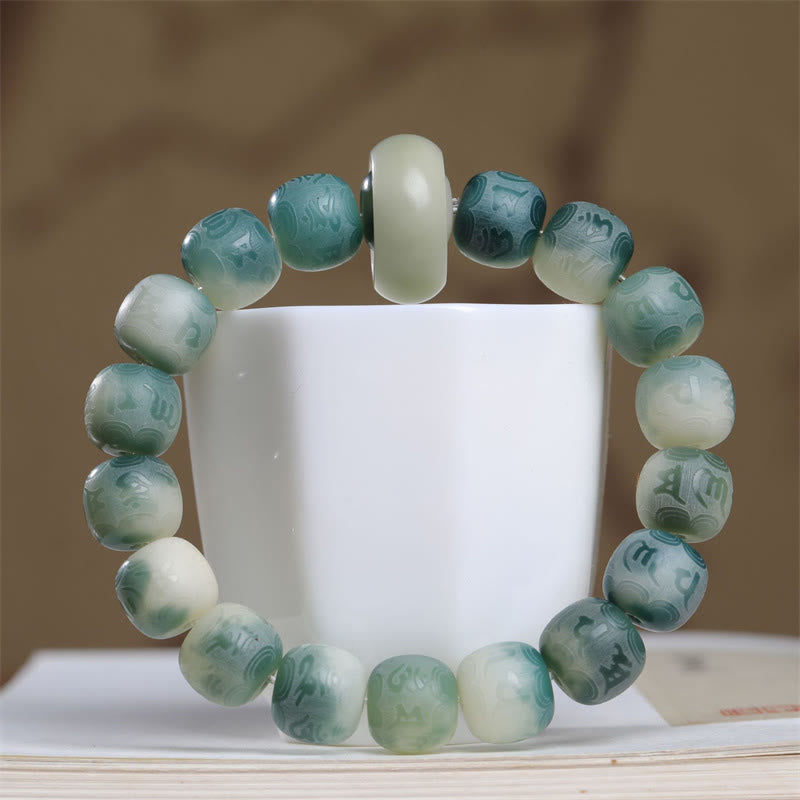 Bracelet unisexe gravé Bodhi Seed Om Mani Padme Hum