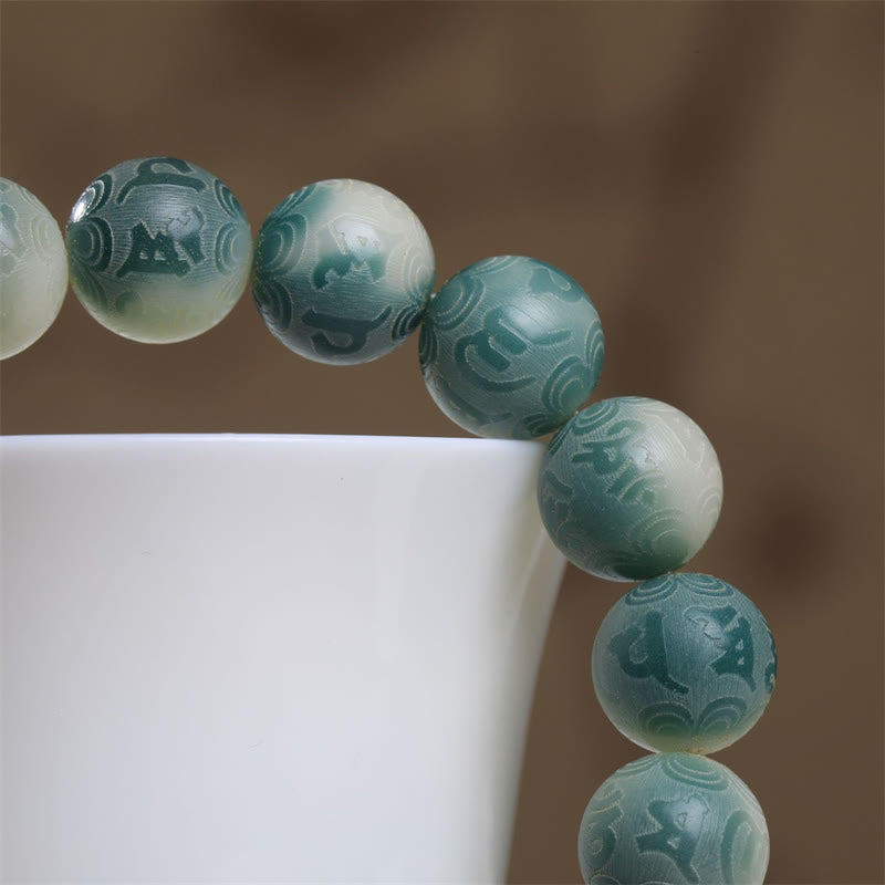 Bracelet unisexe gravé Bodhi Seed Om Mani Padme Hum