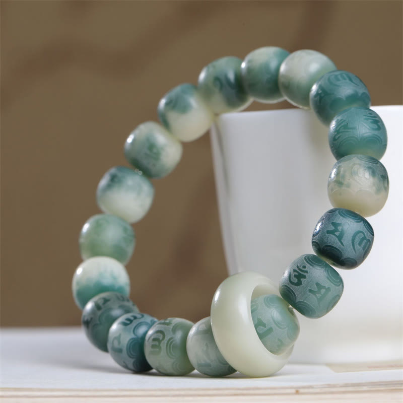Bracelet unisexe gravé Bodhi Seed Om Mani Padme Hum
