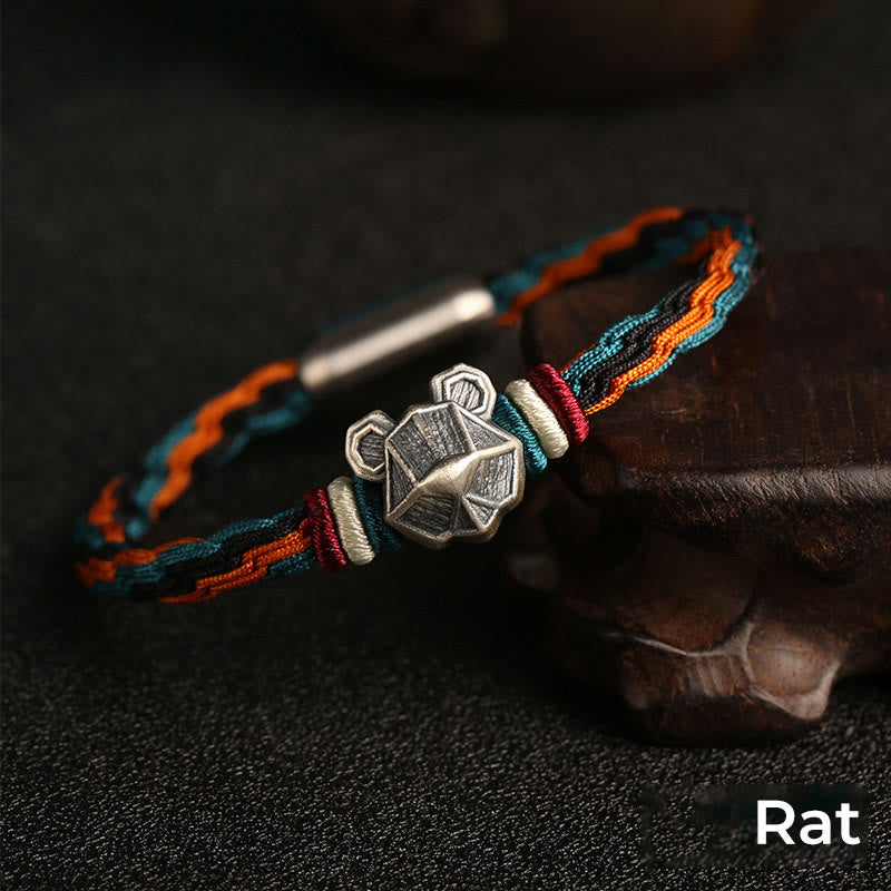 Bracelet unisexe avec nœud de réincarnation du zodiaque chinois | Argent sterling