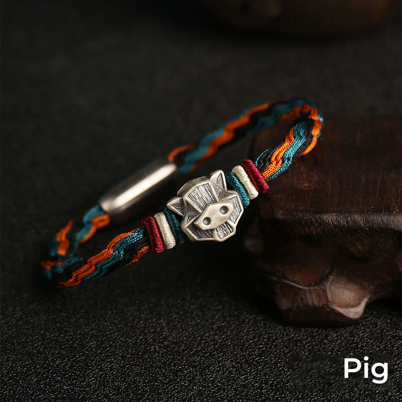 Bracelet unisexe avec nœud de réincarnation du zodiaque chinois | Argent sterling