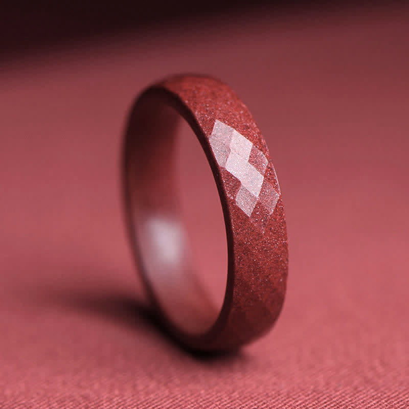 Bague unisexe en cinabre avec symbole Om Mani Padme Hum, 17-22 mm