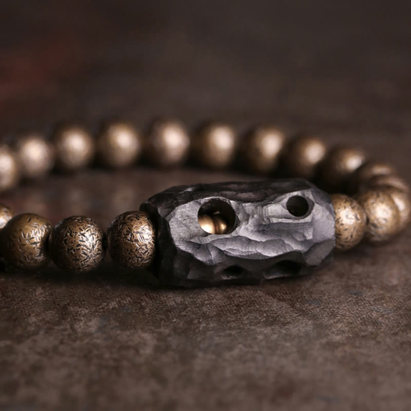 Bracelet unisexe en bois d'ébène et cuivre, équilibre spirituel, 15 cm