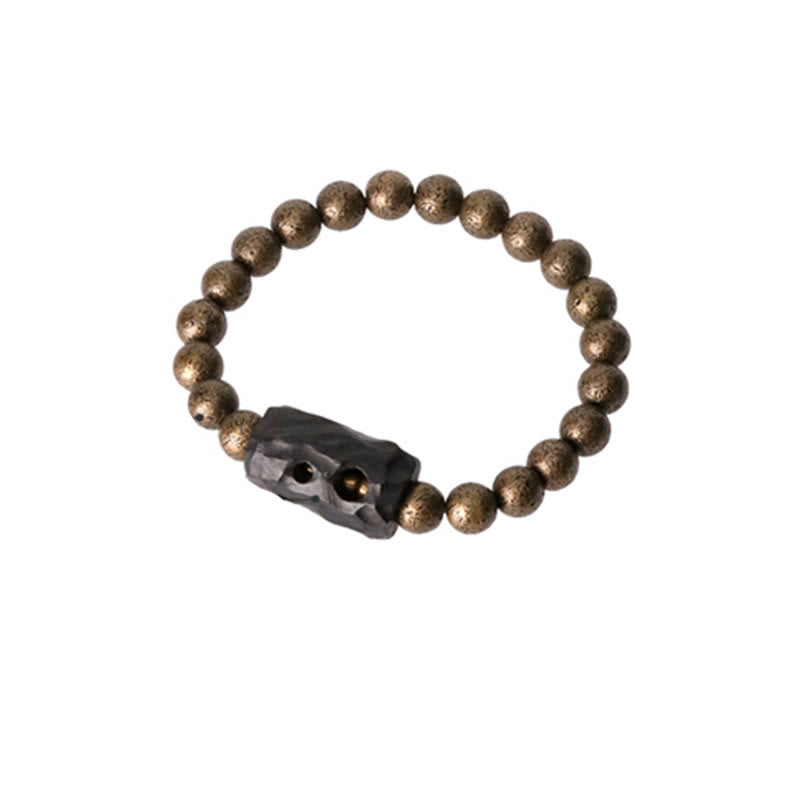 Bracelet unisexe en bois d'ébène et cuivre, équilibre spirituel, 15 cm