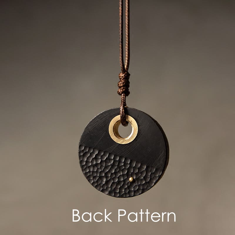 Collier spirituel unisexe en bois d'ébène avec pendentif en cuivre pour la paix