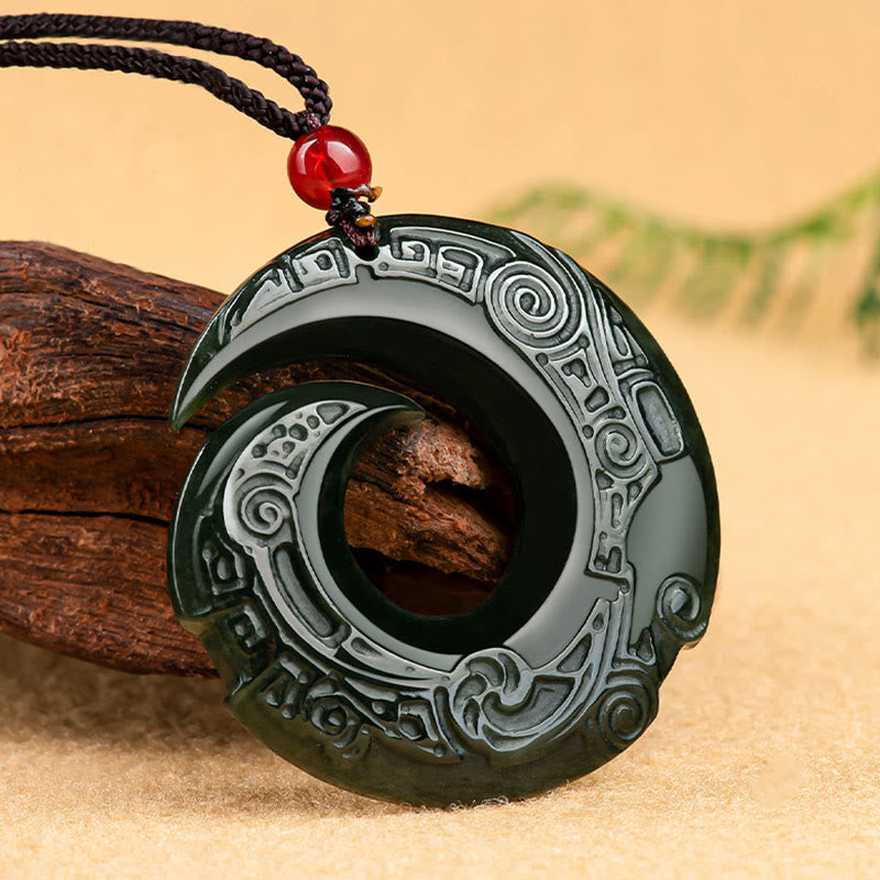 Collier unisexe en jade cyan Hetian - La chance s'améliore