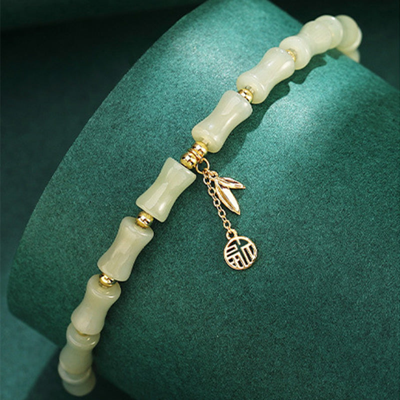 Bracelet de prospérité unisexe en jade Hetian Fu 18 cm