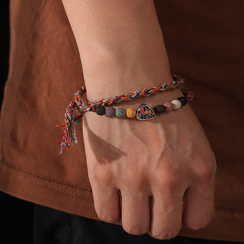 Bracelet tressé unisexe avec personnage de Lava Rock Fu