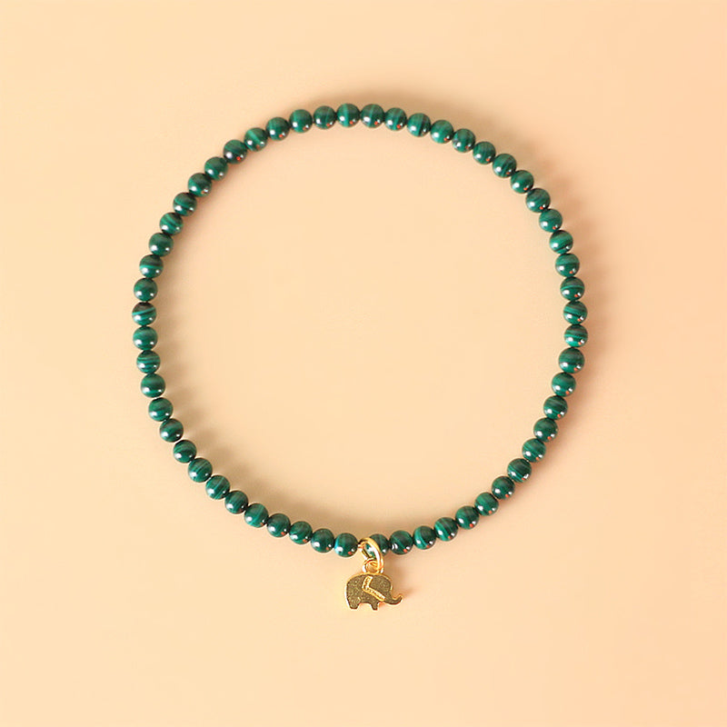 Bracelet anti-anxiété unisexe en malachite éléphant 14 cm-17 cm