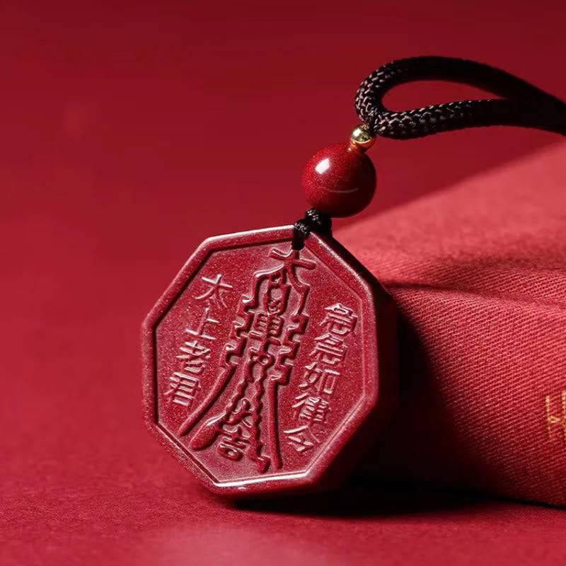 Collier unisexe Bagua Fu en cinabre naturel pour le calme