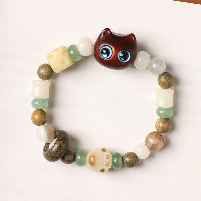 Bracelet unisexe Peace avec graines de Bodhi, bois de santal vert et aventurine verte